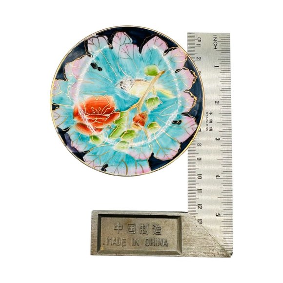 Vintage Chinese Hand Painted Bird on a Branch Trinket Dish / Gold Highlights - Picture 9 of 10